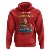 Santa Fishing Christmas Hoodie Funny Fisherman Merry Chrisbass Xmas - Wonder Print Shop
