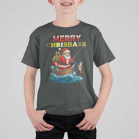 Santa Fishing Christmas T Shirt For Kid Funny Fisherman Merry Chrisbass Xmas - Wonder Print Shop