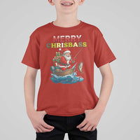 Santa Fishing Christmas T Shirt For Kid Funny Fisherman Merry Chrisbass Xmas - Wonder Print Shop
