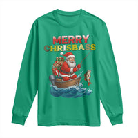 Santa Fishing Christmas Long Sleeve Shirt Funny Fisherman Merry Chrisbass Xmas - Wonder Print Shop