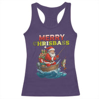 Santa Fishing Christmas Racerback Tank Top Funny Fisherman Merry Chrisbass Xmas - Wonder Print Shop