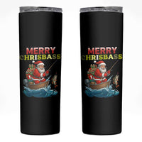 Santa Fishing Christmas Skinny Tumbler Funny Fisherman Merry Chrisbass Xmas - Wonder Print Shop