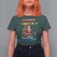 Santa Fishing Christmas T Shirt For Women Funny Fisherman Merry Chrisbass Xmas - Wonder Print Shop