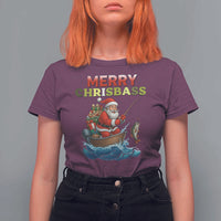 Santa Fishing Christmas T Shirt For Women Funny Fisherman Merry Chrisbass Xmas - Wonder Print Shop