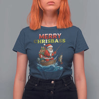 Santa Fishing Christmas T Shirt For Women Funny Fisherman Merry Chrisbass Xmas - Wonder Print Shop