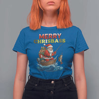Santa Fishing Christmas T Shirt For Women Funny Fisherman Merry Chrisbass Xmas - Wonder Print Shop