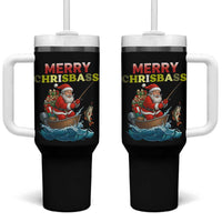 Santa Fishing Christmas Tumbler With Handle Funny Fisherman Merry Chrisbass Xmas - Wonder Print Shop