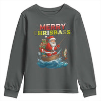 Santa Fishing Christmas Youth Sweatshirt Funny Fisherman Merry Chrisbass Xmas - Wonder Print Shop