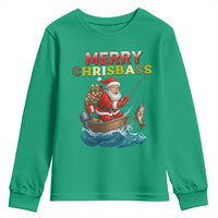 Santa Fishing Christmas Youth Sweatshirt Funny Fisherman Merry Chrisbass Xmas - Wonder Print Shop