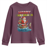 Santa Fishing Christmas Youth Sweatshirt Funny Fisherman Merry Chrisbass Xmas - Wonder Print Shop