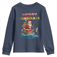 Santa Fishing Christmas Youth Sweatshirt Funny Fisherman Merry Chrisbass Xmas - Wonder Print Shop