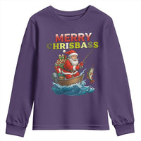 Santa Fishing Christmas Youth Sweatshirt Funny Fisherman Merry Chrisbass Xmas - Wonder Print Shop