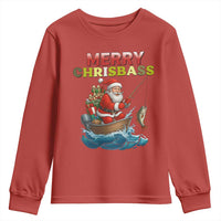 Santa Fishing Christmas Youth Sweatshirt Funny Fisherman Merry Chrisbass Xmas - Wonder Print Shop