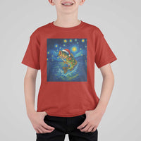Bass Fish Christmas T Shirt For Kid Starry Night Fishing Van Gogh - Wonder Print Shop