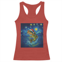 Bass Fish Christmas Racerback Tank Top Starry Night Fishing Van Gogh - Wonder Print Shop
