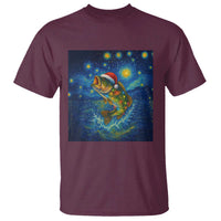 Bass Fish Christmas T Shirt Starry Night Fishing Van Gogh - Wonder Print Shop