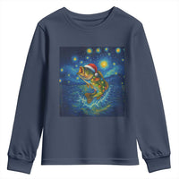 Bass Fish Christmas Youth Sweatshirt Starry Night Fishing Van Gogh - Wonder Print Shop