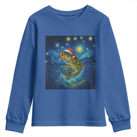 Bass Fish Christmas Youth Sweatshirt Starry Night Fishing Van Gogh - Wonder Print Shop