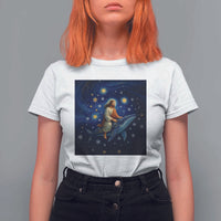Jesus Christian T Shirt For Women Stary Night Van Gogh Christmas - Wonder Print Shop