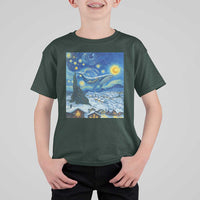 Whale Christmas T Shirt For Kid Stary Night Van Gogh Christmas - Wonder Print Shop