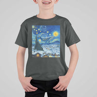 Whale Christmas T Shirt For Kid Stary Night Van Gogh Christmas - Wonder Print Shop