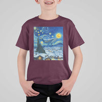 Whale Christmas T Shirt For Kid Stary Night Van Gogh Christmas - Wonder Print Shop