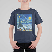 Whale Christmas T Shirt For Kid Stary Night Van Gogh Christmas - Wonder Print Shop