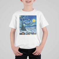Whale Christmas T Shirt For Kid Stary Night Van Gogh Christmas - Wonder Print Shop