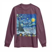 Whale Christmas Long Sleeve Shirt Stary Night Van Gogh Christmas - Wonder Print Shop