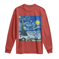 Whale Christmas Long Sleeve Shirt Stary Night Van Gogh Christmas - Wonder Print Shop