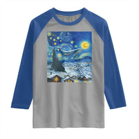 Whale Christmas Raglan Shirt Stary Night Van Gogh Christmas - Wonder Print Shop