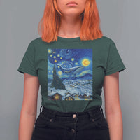 Whale Christmas T Shirt For Women Stary Night Van Gogh Christmas - Wonder Print Shop