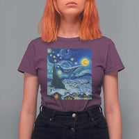 Whale Christmas T Shirt For Women Stary Night Van Gogh Christmas - Wonder Print Shop