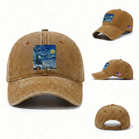 Whale Christmas Washed Cotton Baseball Cap Stary Night Van Gogh Christmas