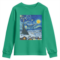 Whale Christmas Youth Sweatshirt Stary Night Van Gogh Christmas - Wonder Print Shop