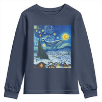 Whale Christmas Youth Sweatshirt Stary Night Van Gogh Christmas - Wonder Print Shop