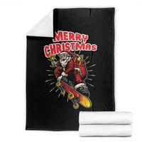 Santa Skateboarding Christmas Throw Blanket Funny Skater Xmas - Wonder Print Shop