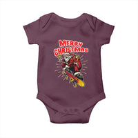 Santa Skateboarding Christmas Baby Onesie Funny Skater Xmas - Wonder Print Shop