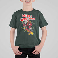 Santa Skateboarding Christmas T Shirt For Kid Funny Skater Xmas - Wonder Print Shop