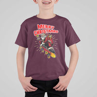 Santa Skateboarding Christmas T Shirt For Kid Funny Skater Xmas - Wonder Print Shop