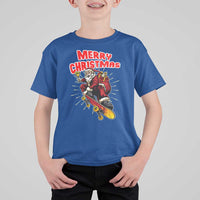 Santa Skateboarding Christmas T Shirt For Kid Funny Skater Xmas - Wonder Print Shop