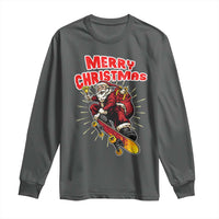 Santa Skateboarding Christmas Long Sleeve Shirt Funny Skater Xmas - Wonder Print Shop
