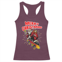 Santa Skateboarding Christmas Racerback Tank Top Funny Skater Xmas - Wonder Print Shop