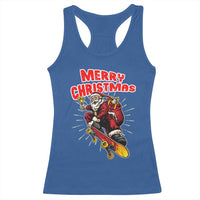 Santa Skateboarding Christmas Racerback Tank Top Funny Skater Xmas - Wonder Print Shop