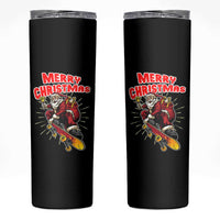 Santa Skateboarding Christmas Skinny Tumbler Funny Skater Xmas - Wonder Print Shop