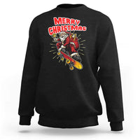Santa Skateboarding Christmas Sweatshirt Funny Skater Xmas - Wonder Print Shop