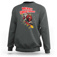 Santa Skateboarding Christmas Sweatshirt Funny Skater Xmas - Wonder Print Shop