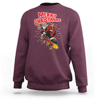 Santa Skateboarding Christmas Sweatshirt Funny Skater Xmas - Wonder Print Shop