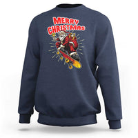 Santa Skateboarding Christmas Sweatshirt Funny Skater Xmas - Wonder Print Shop