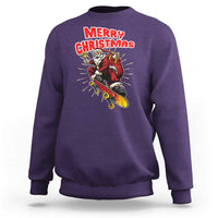 Santa Skateboarding Christmas Sweatshirt Funny Skater Xmas - Wonder Print Shop